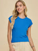 Katrina Ribbed Cap Sleeve Top - Blue