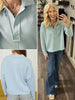Isla Collared Long Sleeve Top - Lt Blue