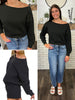 Olivia Boat Neck Top - Black