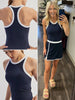 Ava Butter-Soft Contrast Tank-  Navy