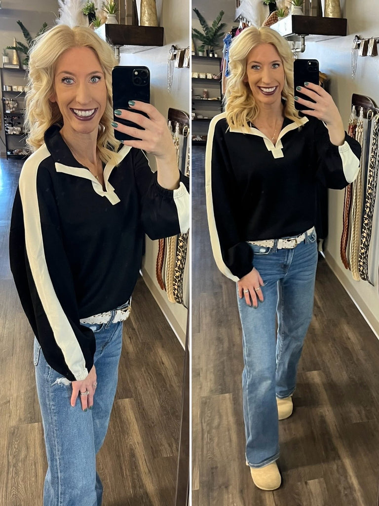 Hannah Contrast V-Neck