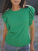 Adelaine Ribbed Ruffle Sleeve - Kelly Green