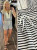 Elin Stripe Zip-Front Drawstring Romper