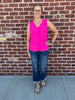 Sadie Ruffle V-Neck - Bright Pink