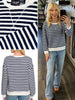 Claire Striped Crewneck - Navy