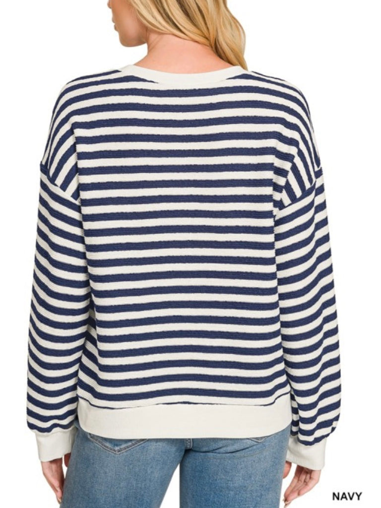 Claire Striped Crewneck - Navy