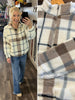 Clare Sherpa Plaid Pullover - Cream/Blue