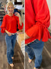 Poppy Red Tied Sleeve Blouse