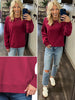 Riley Ribbed Accent Pullover - Berry