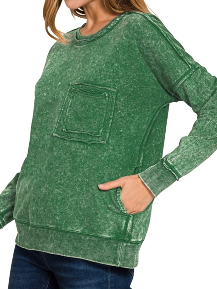 Sara Mineral-Wash Long Sleeve - Green