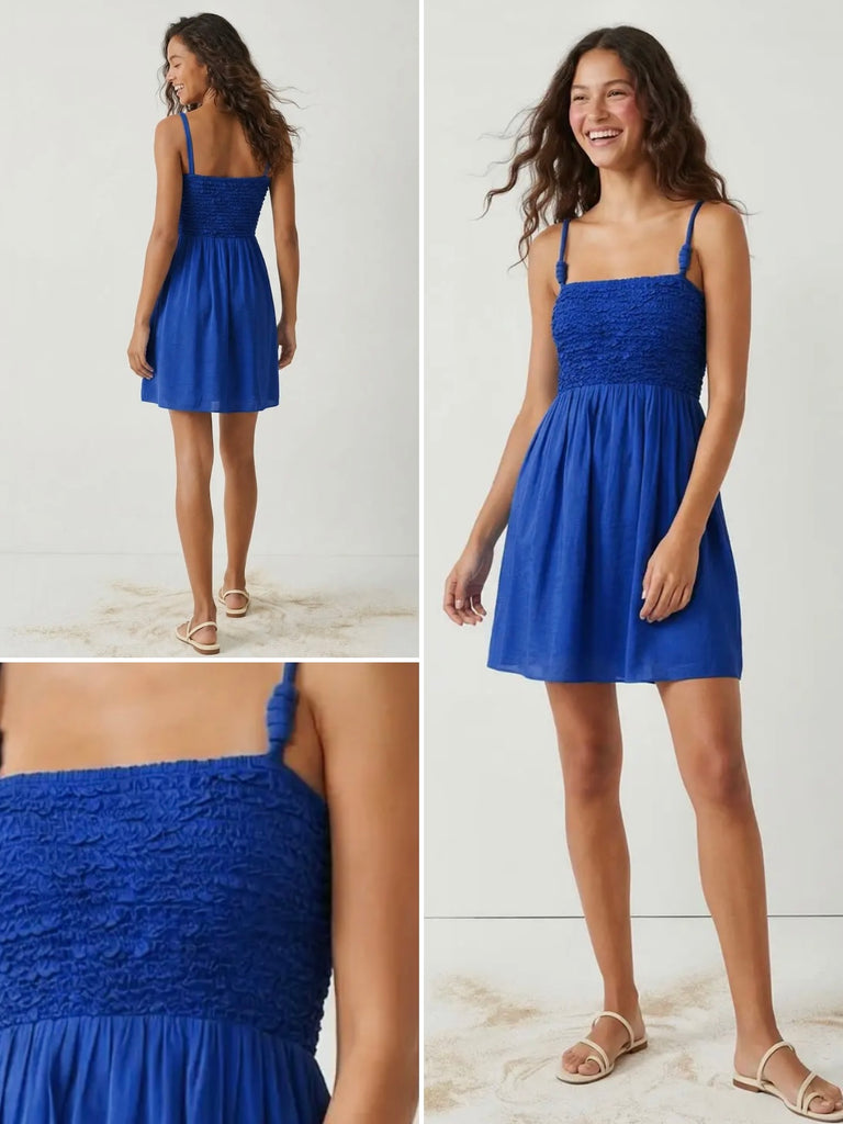 Alexa Smocked Dress - Royal Blue