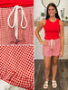 Remi Plaid Ruffle Shorts - Red