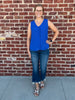 Sadie Ruffle V-Neck - Royal Blue