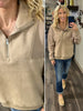 Teri Fleece Accent 1/4 Zip - Mocha