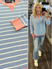 River Pink Trimmed Striped Sweater