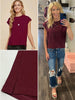 Aubree Short Sleeve Tee - Maroon