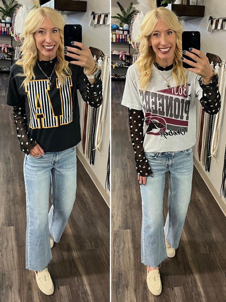 Britt Black Polka Dot Mesh Shirt