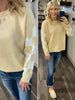 Tracy Check-Sleeve Sweater - Light Mustard