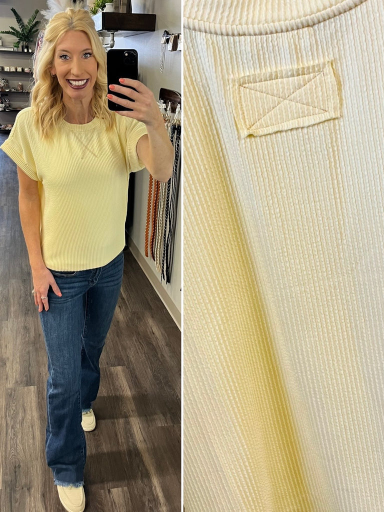 Rylee Ribbed Cap Sleeve - Yellow