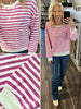 Millie Striped Crewneck - Mauve