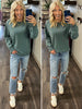 Riley Ribbed Accent Pullover - Forest