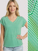 Tiff Striped Short Sleeve - Kelly Green/White