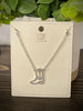 Cowboy Boot Necklace - Silver