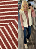 Raya Striped Waffle Crewneck - Marsala/Cream