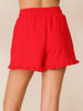 Karah French Terry Ruffle Shorts - Red