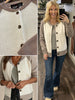 Liv Button Cardigan - Mocha/Cream