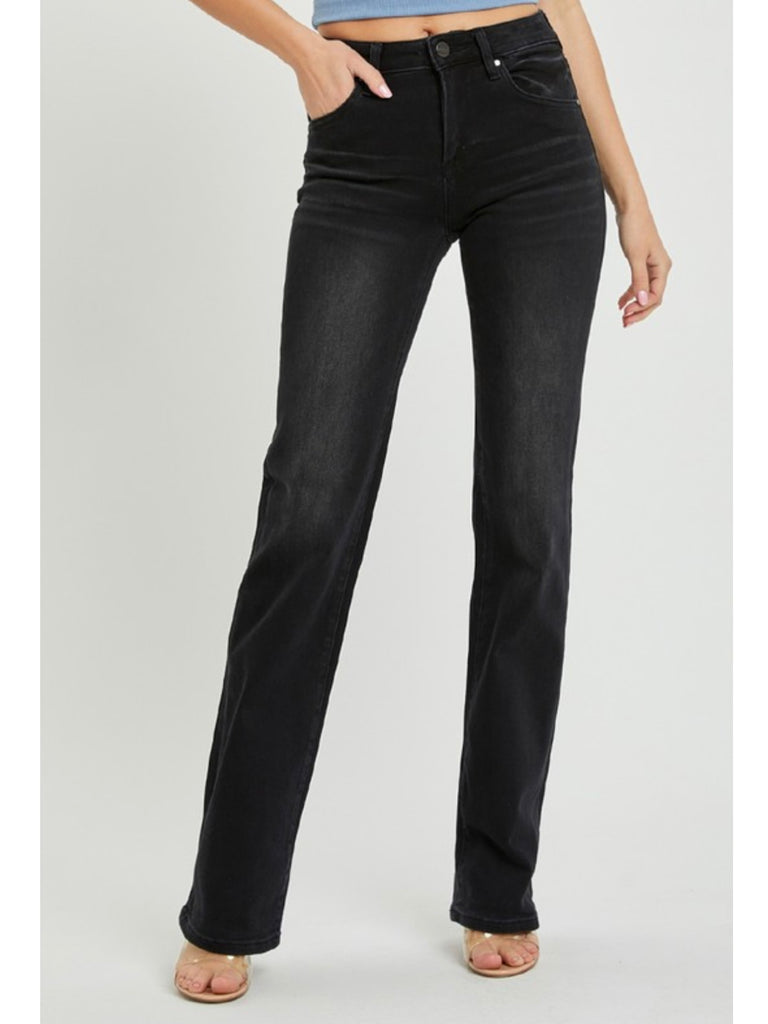 Catrina Mid-Rise Slim Straight - Dark Charcoal