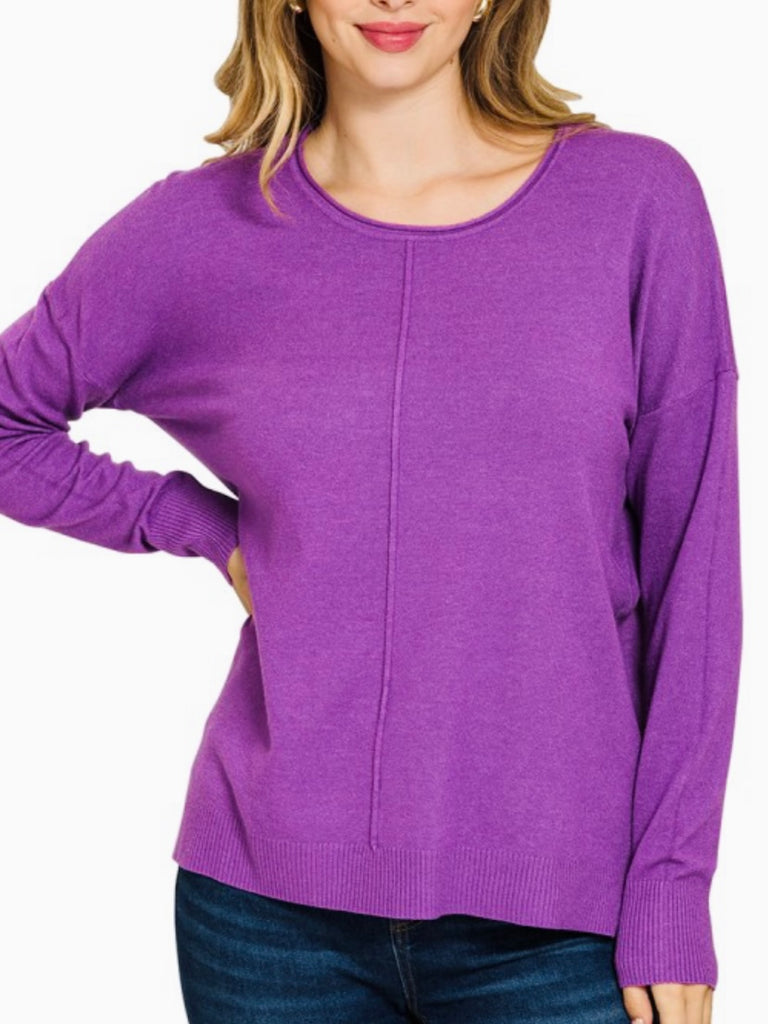 Georgine Center-Seam Sweater - Royal Purple