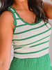 Ayla Scalloped Striped Tank - Green/White