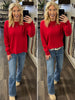 Laura Drop-Shoulder Sweater - Red