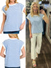 Penny Contrast Striped Loose Tee - Cornflower Blue