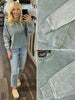 Riley Ribbed Accent Pullover - Mineral Jade