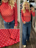 Sheila Long Sleeve Mesh Polka Dot - Red/White