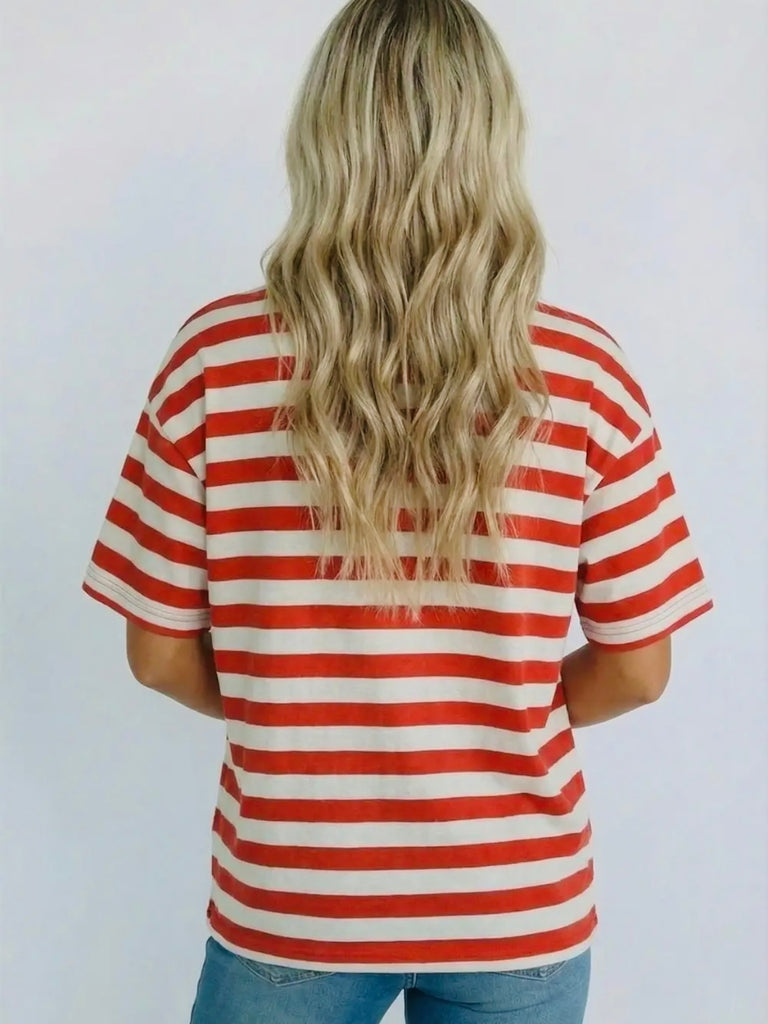 Shelly USA Red/White Striped T-Shirt