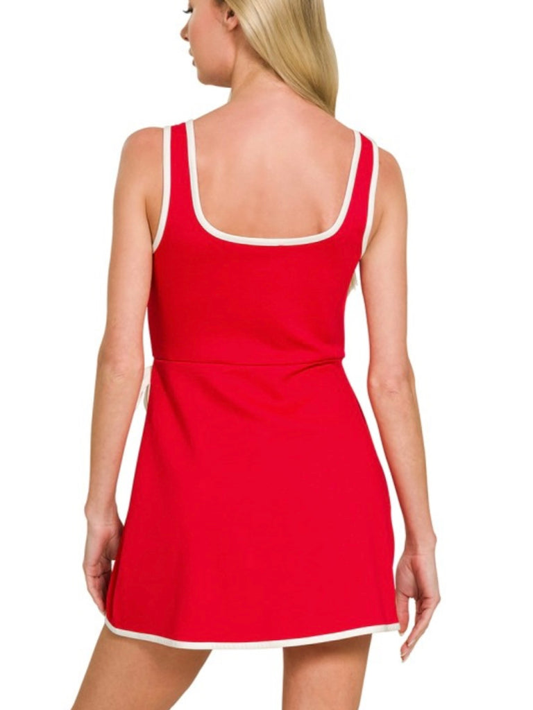 Evie Wrap Dress with Shorts - Red