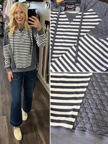 Aubrie Striped Crewneck - Cream/Brown