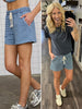 Kora Stripe Drawstring Shorts - Denim