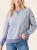 Aubrey Color Blocked Striped Crewneck - Blue
