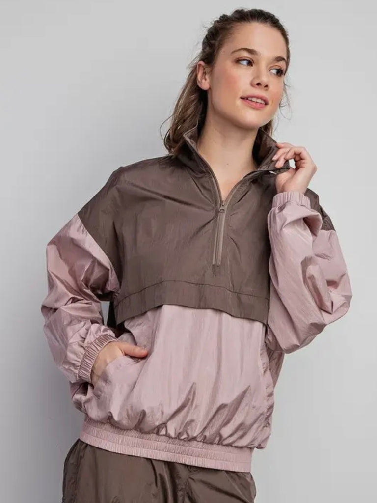 Maddie Color Block Windbreaker - Mauve