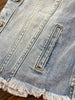 Zayla Frayed Hem Denim Jacket - Mid Wash