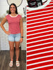 Scarlet Red/White Stripe Tank