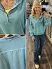 Stormie Mineral Wash 1/4 Zip - Dusty Teal