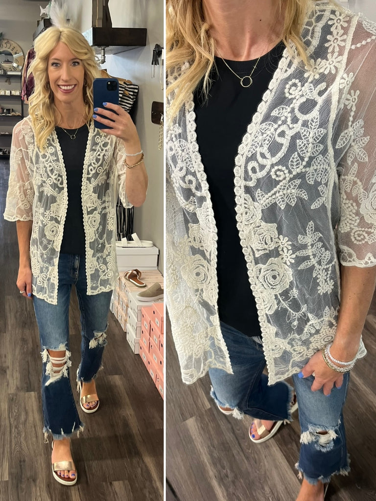 Cotton lace cardigan shop