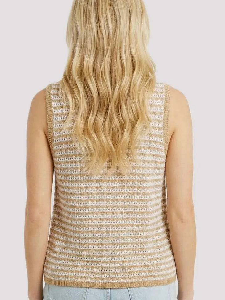 Jenn Tied Knit Vest - Taupe