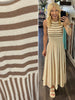 Sarah Long Striped Dress White/Khaki
