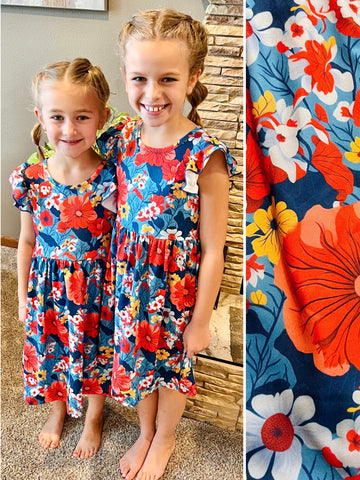 Sara Coral Stripes Dress - KIDS